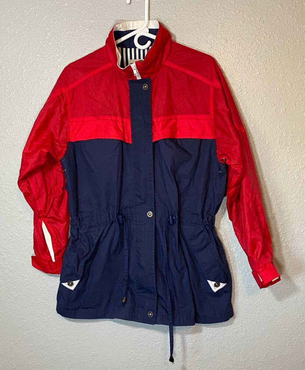 OutBrook Womens Medium Red Navy Parka Coat Jacket Full Zip 90s 80s